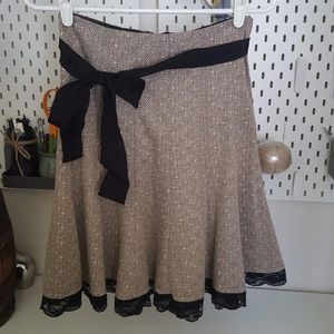 Maurices Women Tan A-line Skirt Lace Border